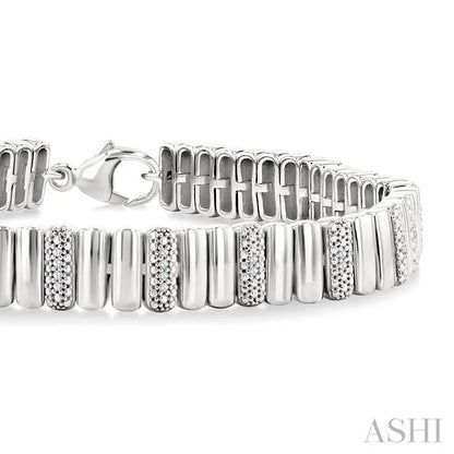Silver Bold Ribbed Diamond Fashion Bracelet