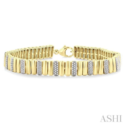 Gold Vermeil Bold Ribbed Diamond Fashion Bracelet