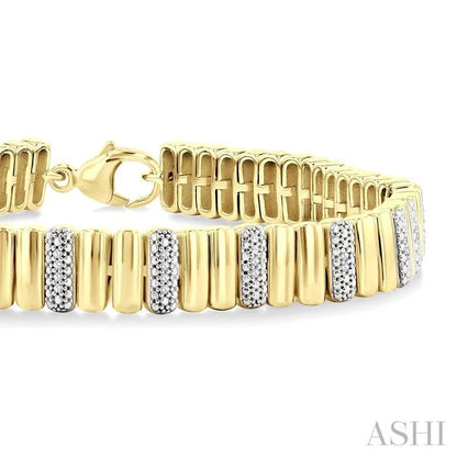 Gold Vermeil Bold Ribbed Diamond Fashion Bracelet