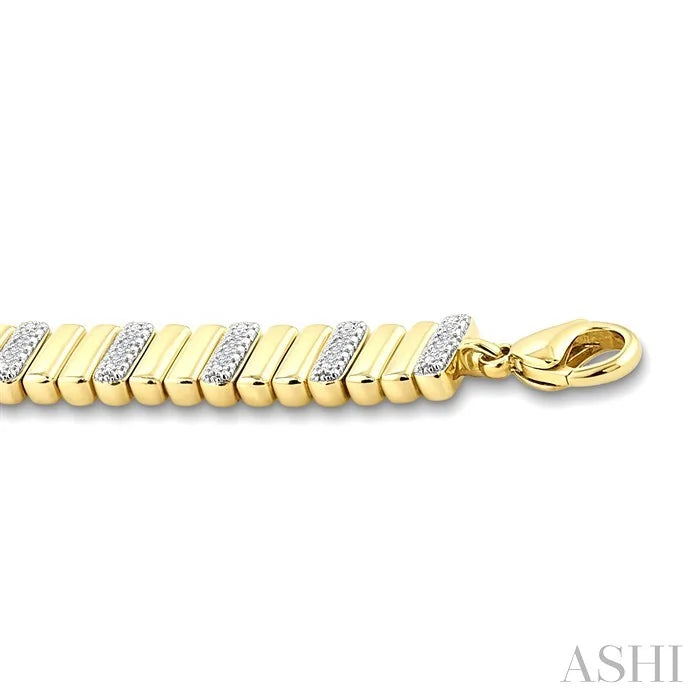 Gold Vermeil Bold Ribbed Diamond Fashion Bracelet