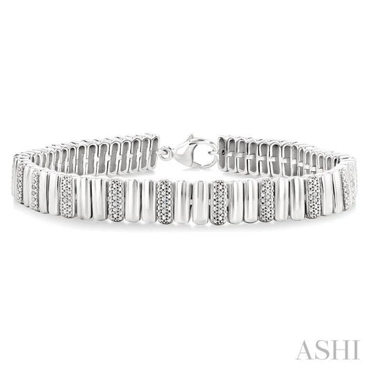 Silver Bold Ribbed Diamond Fashion Bracelet