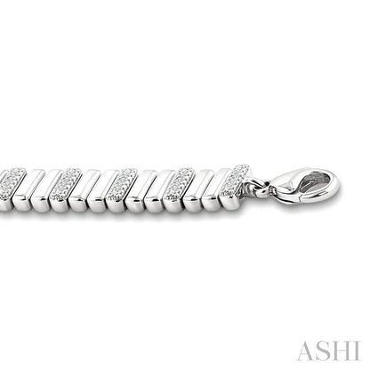 Silver Bold Ribbed Diamond Fashion Bracelet