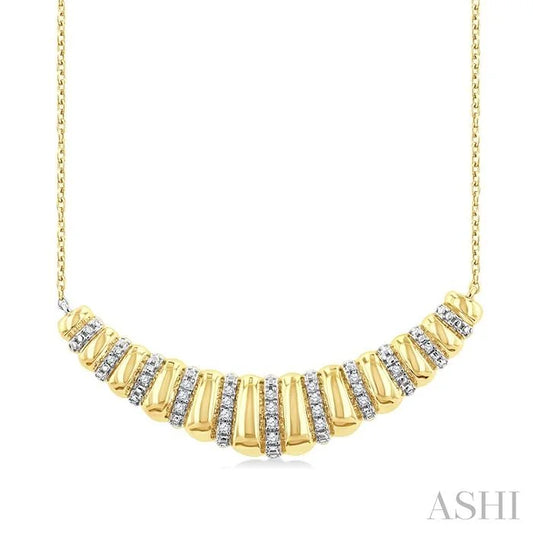 Gold Vermeil Bold Ribbed Diamond Fashion Pendant
