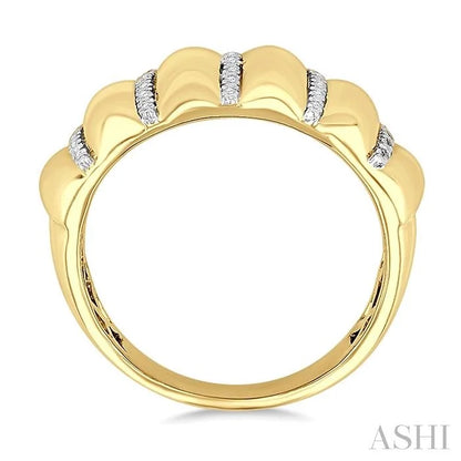 Gold Vermeil Bold Ribbed Diamond Fashion Wide Band