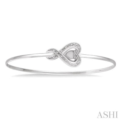 Silver Heart Shape Diamond Flex Fashion Bangle