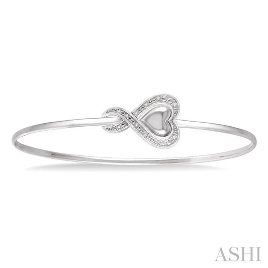 Silver Heart Shape Diamond Flex Fashion Bangle