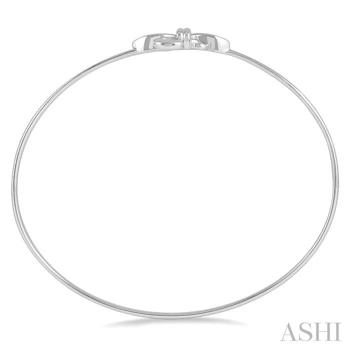 Silver Fleur De Lis Diamond Flex Fashion Bangle