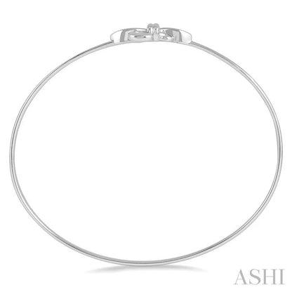Silver Fleur De Lis Diamond Flex Fashion Bangle