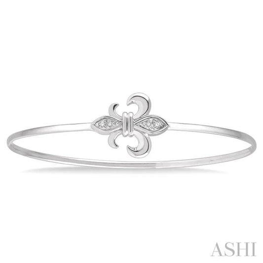 Silver Fleur De Lis Diamond Flex Fashion Bangle