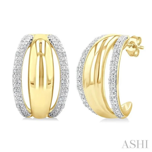 Gold Vermeil Bold Diamond Half Hoop Earrings