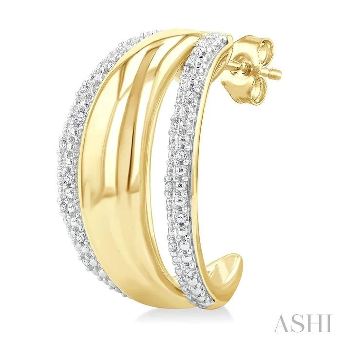 Gold Vermeil Bold Diamond Half Hoop Earrings