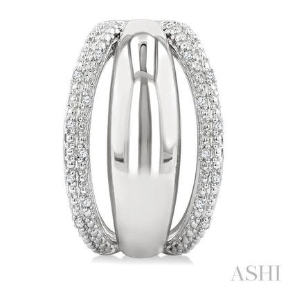 Silver Bold Diamond Half Hoop Earrings