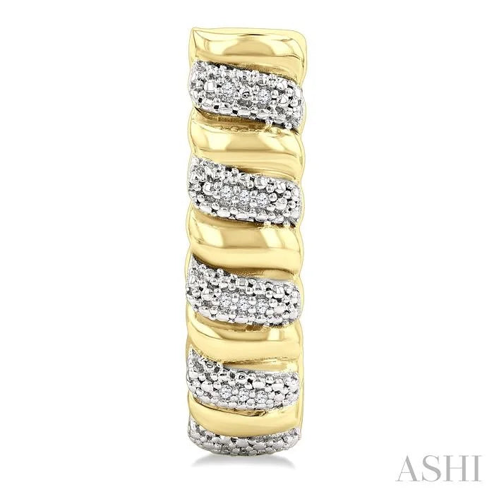 Gold Vermeil Bold Ribbed Diamond Half Hoop Earrings