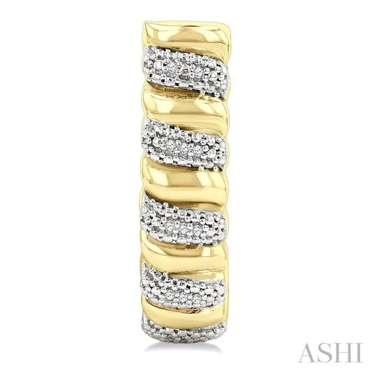 Gold Vermeil Bold Ribbed Diamond Half Hoop Earrings
