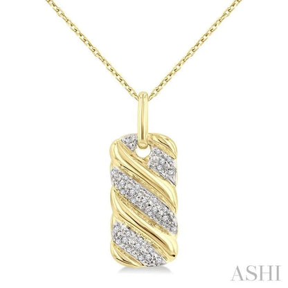 Gold Vermeil Bold Ribbed Diamond Fashion Pendant