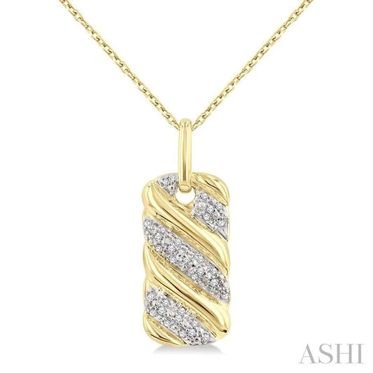 Gold Vermeil Bold Ribbed Diamond Fashion Pendant