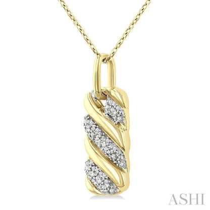 Gold Vermeil Bold Ribbed Diamond Fashion Pendant