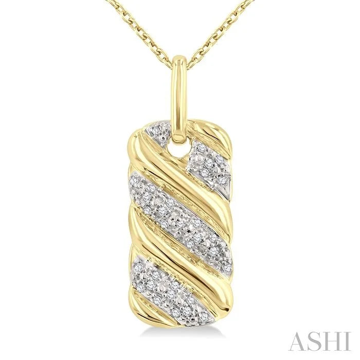 Gold Vermeil Bold Ribbed Diamond Fashion Pendant