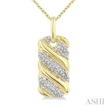 Gold Vermeil Bold Ribbed Diamond Fashion Pendant