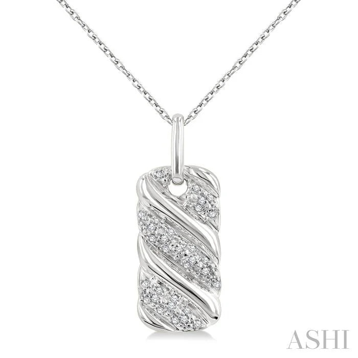 Silver Bold Ribbed Diamond Fashion Pendant