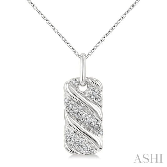 Silver Bold Ribbed Diamond Fashion Pendant