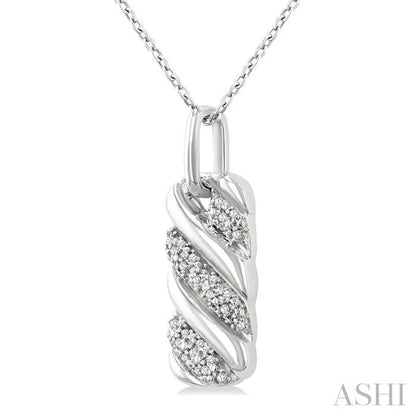 Silver Bold Ribbed Diamond Fashion Pendant