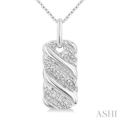 Silver Bold Ribbed Diamond Fashion Pendant