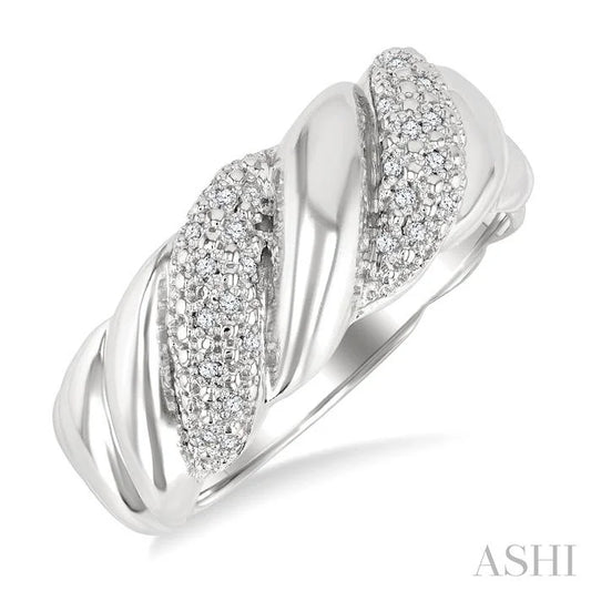 Silver Bold Ribbed Diamond Fashion Band