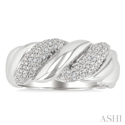 Silver Bold Ribbed Diamond Fashion Band