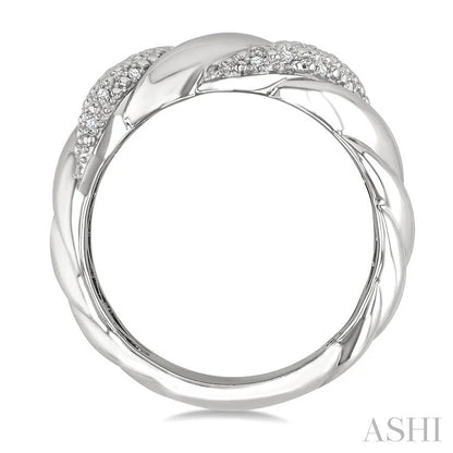 Silver Bold Ribbed Diamond Fashion Band