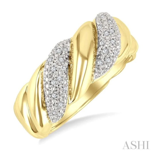 Gold Vermeil Bold Ribbed Diamond Fashion Band