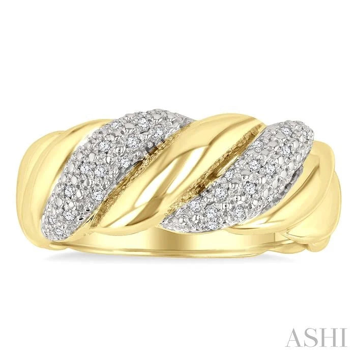 Gold Vermeil Bold Ribbed Diamond Fashion Band