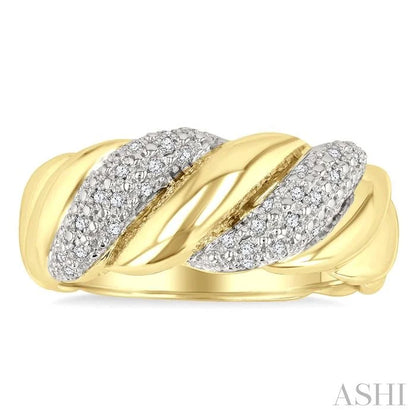 Gold Vermeil Bold Ribbed Diamond Fashion Band