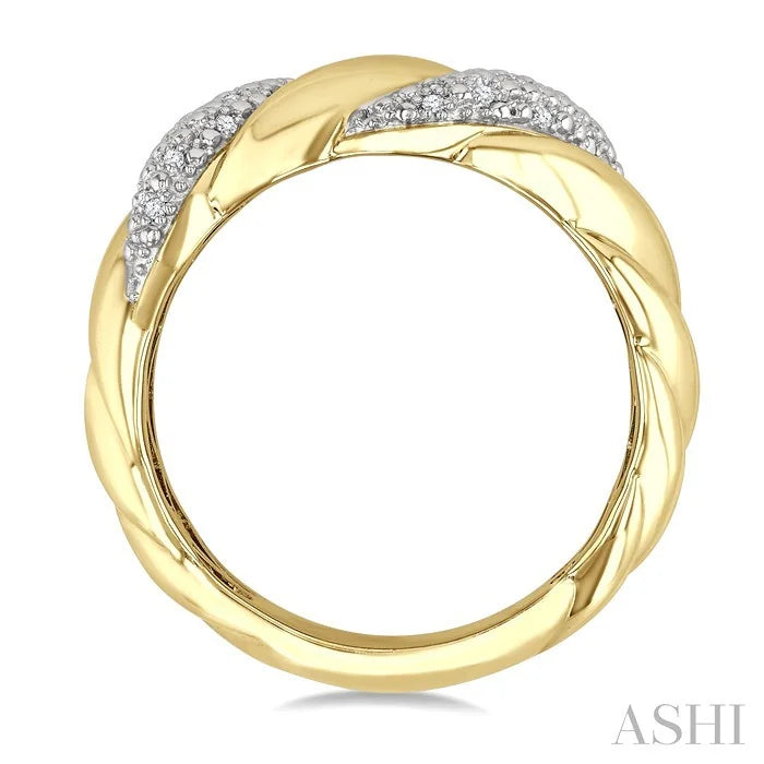 Gold Vermeil Bold Ribbed Diamond Fashion Band