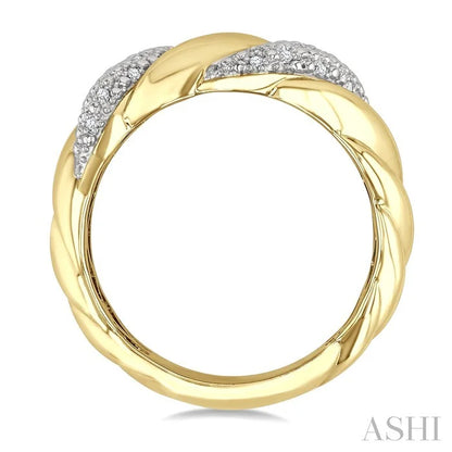 Gold Vermeil Bold Ribbed Diamond Fashion Band
