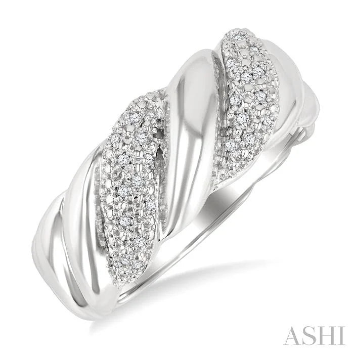 Silver Bold Ribbed Diamond Fashion Band