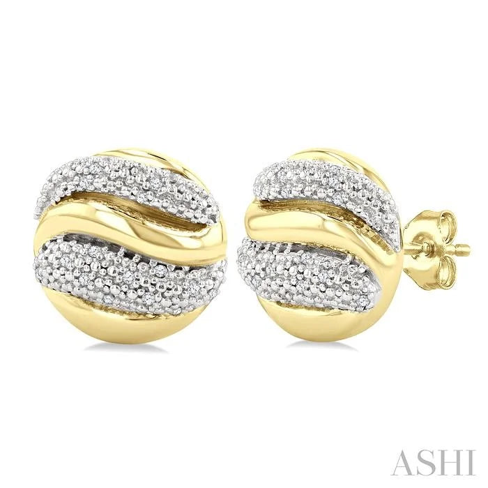 Gold Vermeil Bold Ribbed Diamond Fashion Earrings