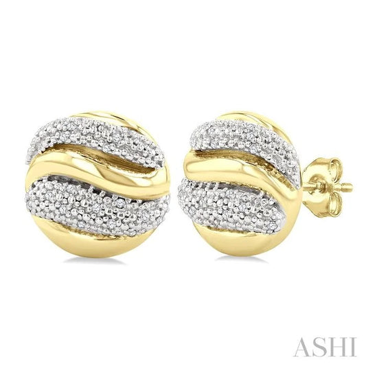 Gold Vermeil Bold Ribbed Diamond Fashion Earrings