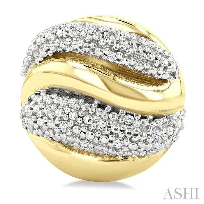 Gold Vermeil Bold Ribbed Diamond Fashion Earrings
