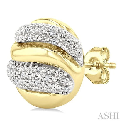 Gold Vermeil Bold Ribbed Diamond Fashion Earrings