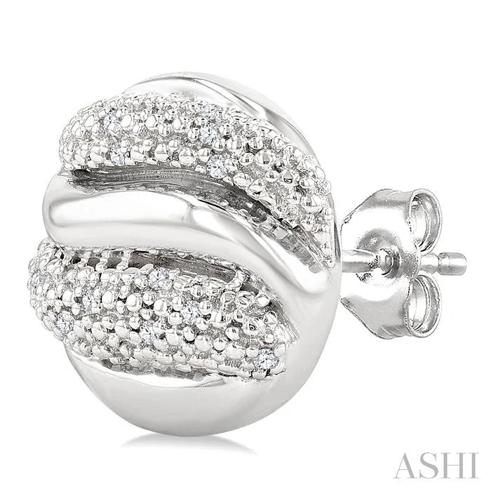 Silver Bold Ribbed Diamond Fashion Earrings