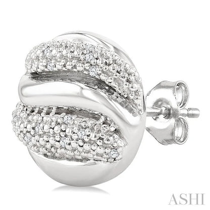 Silver Bold Ribbed Diamond Fashion Earrings