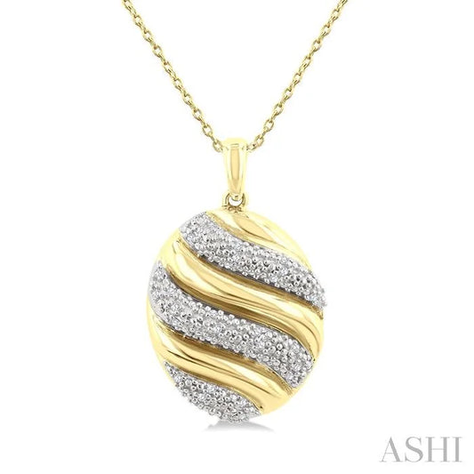 Gold Vermeil Bold Ribbed Diamond Fashion Pendant
