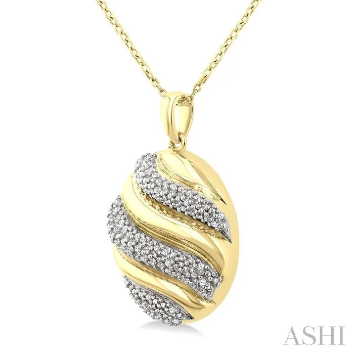 Gold Vermeil Bold Ribbed Diamond Fashion Pendant
