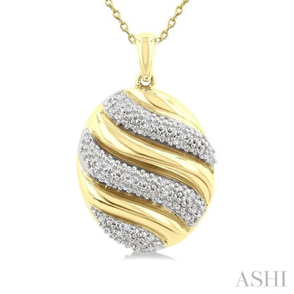 Gold Vermeil Bold Ribbed Diamond Fashion Pendant
