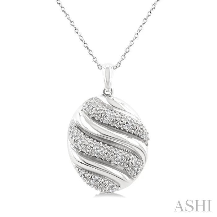 Silver Bold Ribbed Diamond Fashion Pendant