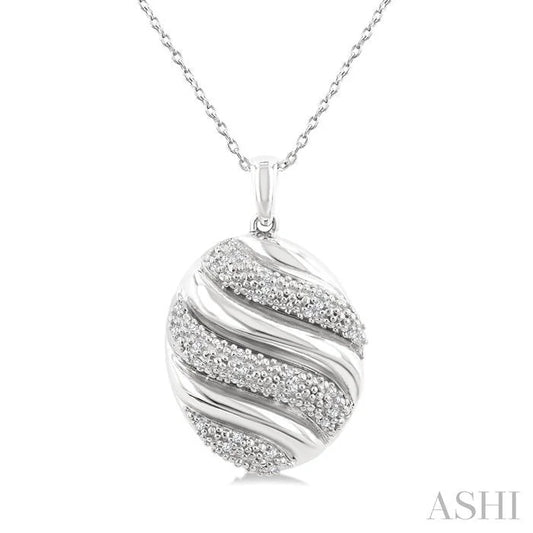 Silver Bold Ribbed Diamond Fashion Pendant