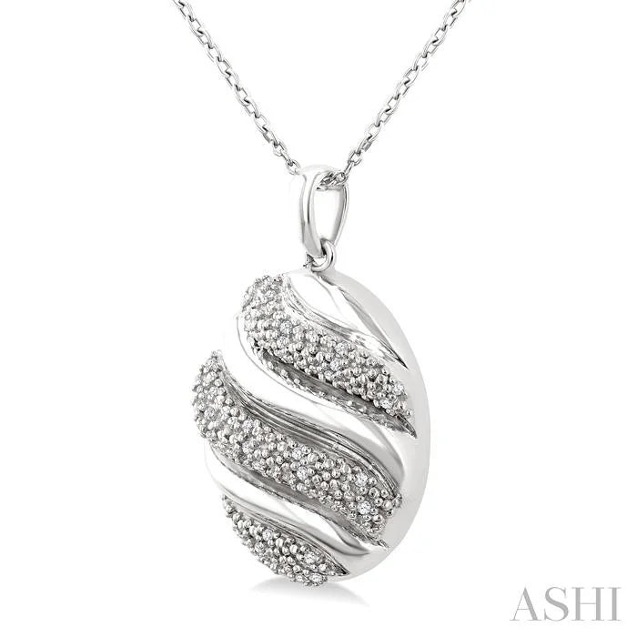 Silver Bold Ribbed Diamond Fashion Pendant
