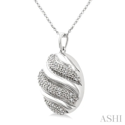 Silver Bold Ribbed Diamond Fashion Pendant
