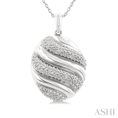 Silver Bold Ribbed Diamond Fashion Pendant